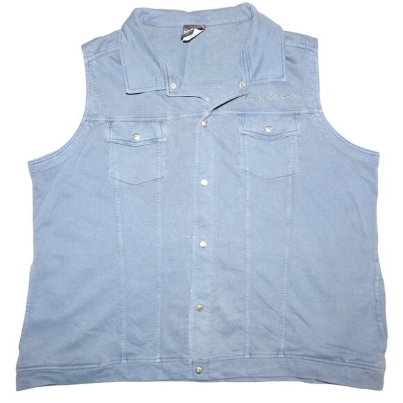 Vintage Harley-Davidson Motorcycle Ventura California Snap Up Blue Vest XL - Picture 1 of 10